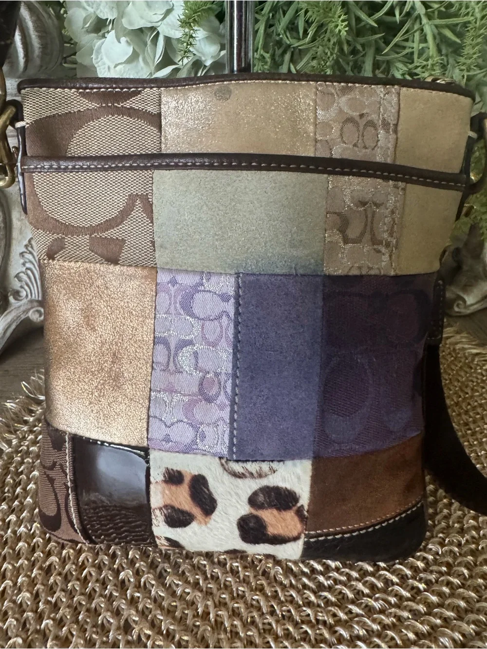 Coach Patchwork Suede & Leather Crossbody Bag in Brown